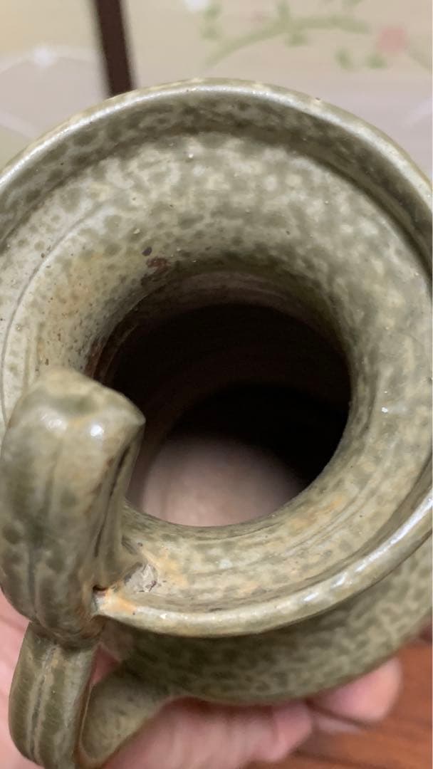 ビンテージ　骨董品　アンティーク青磁獣口水差し