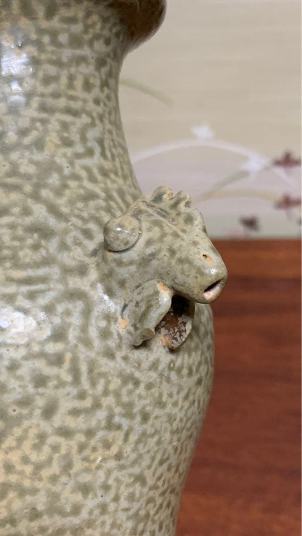 ビンテージ　骨董品　アンティーク青磁獣口水差し