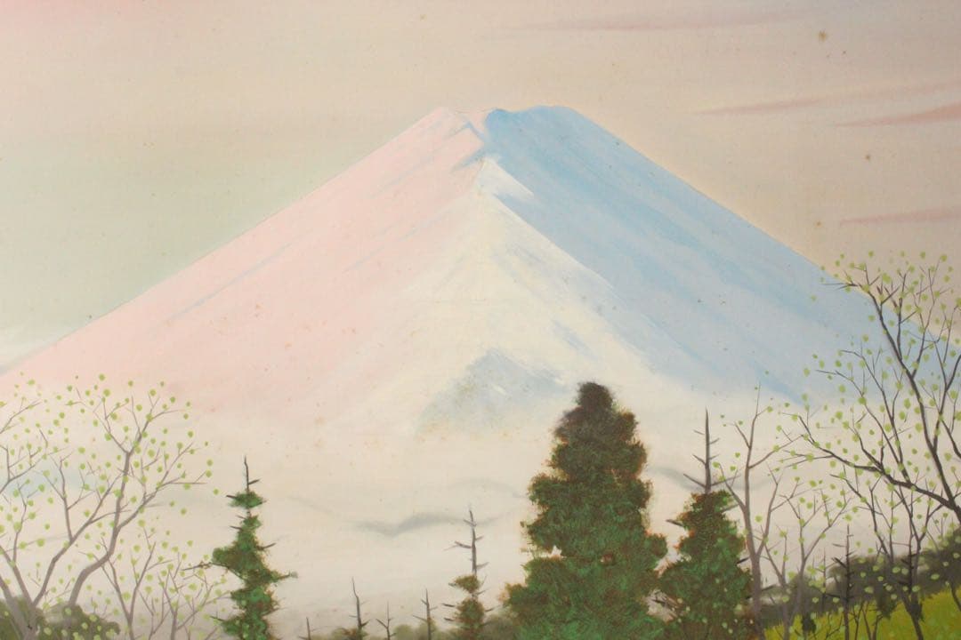 No4461 掛軸　小谷雅彦「高原」着色絹本　共箱　日本画　風景画　送料無料