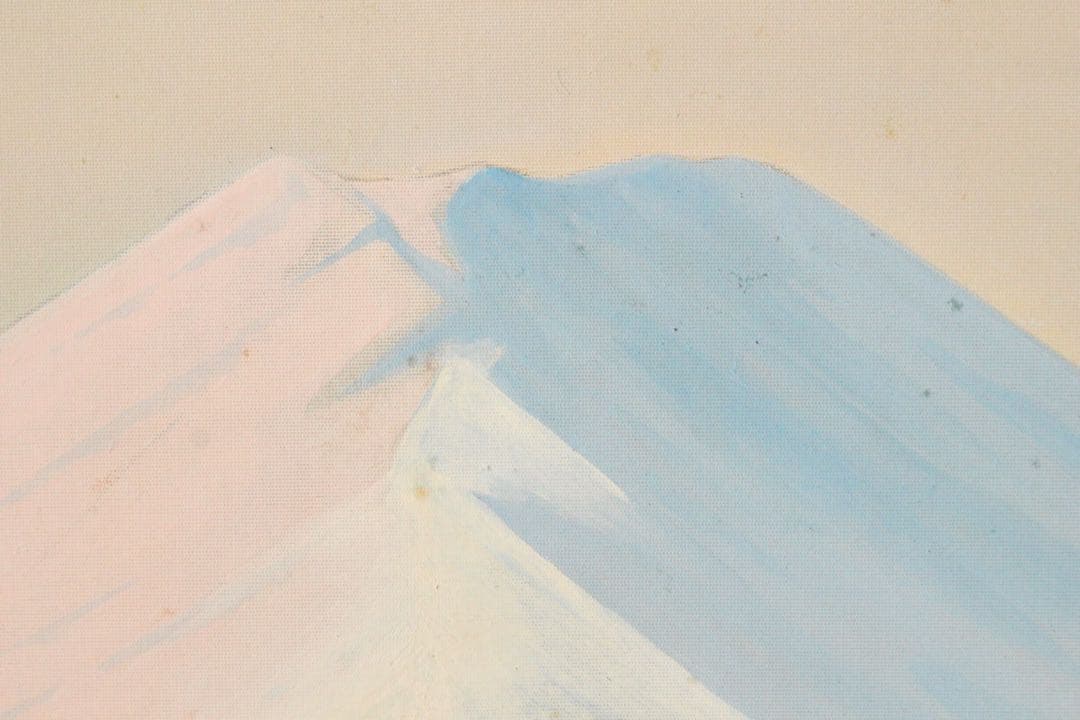 No4461 掛軸　小谷雅彦「高原」着色絹本　共箱　日本画　風景画　送料無料