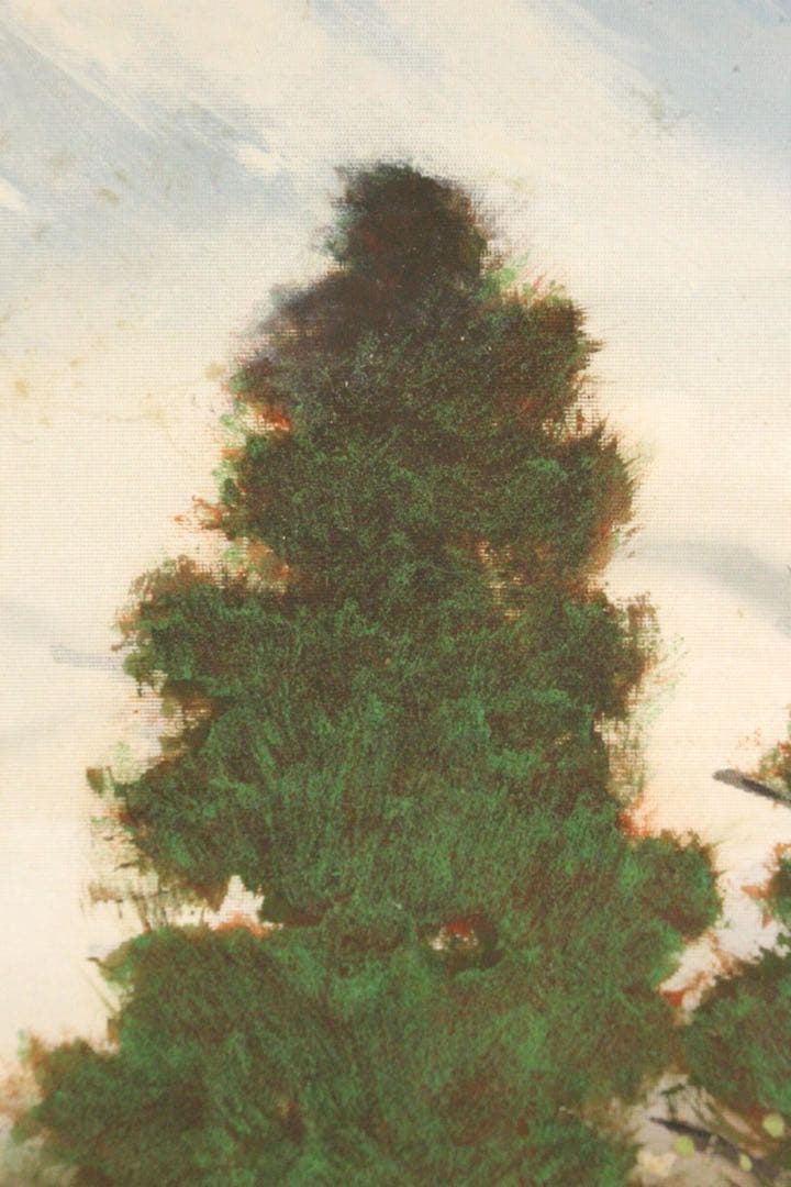 No4461 掛軸　小谷雅彦「高原」着色絹本　共箱　日本画　風景画　送料無料