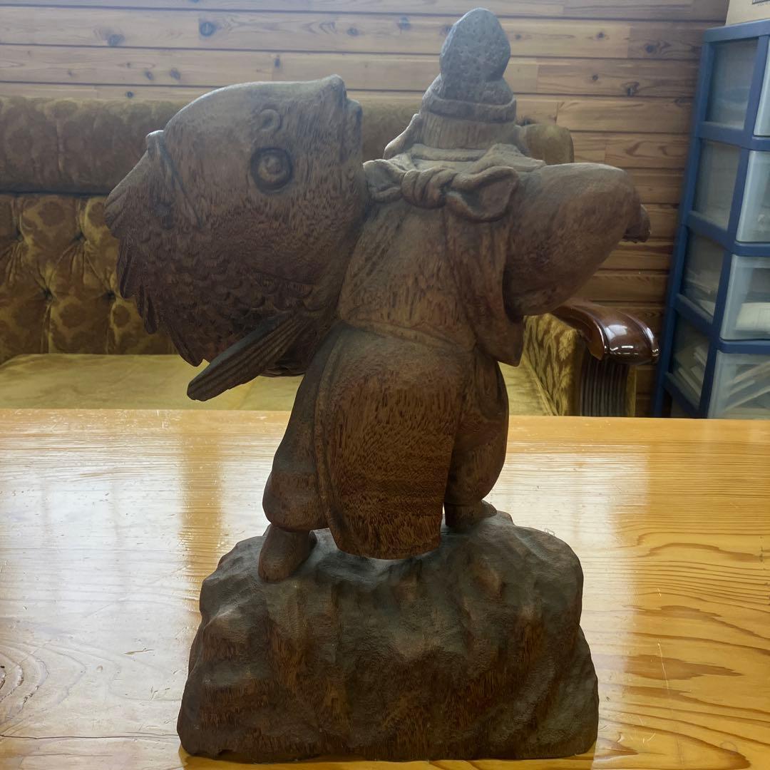 恵比寿　エビス　木彫　木製彫刻 約40cm