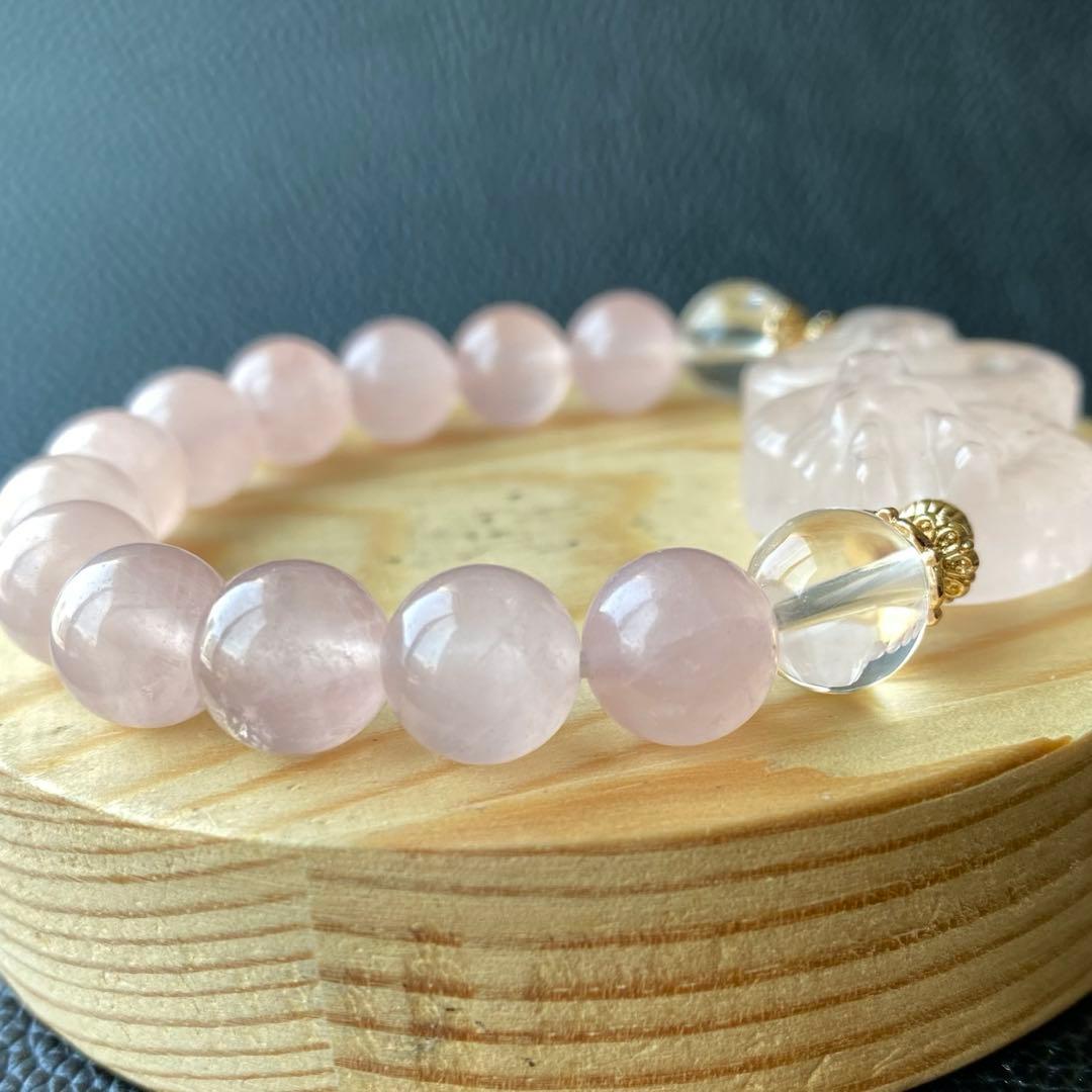 ローズクオーツ龍ブレスレット　恋愛運