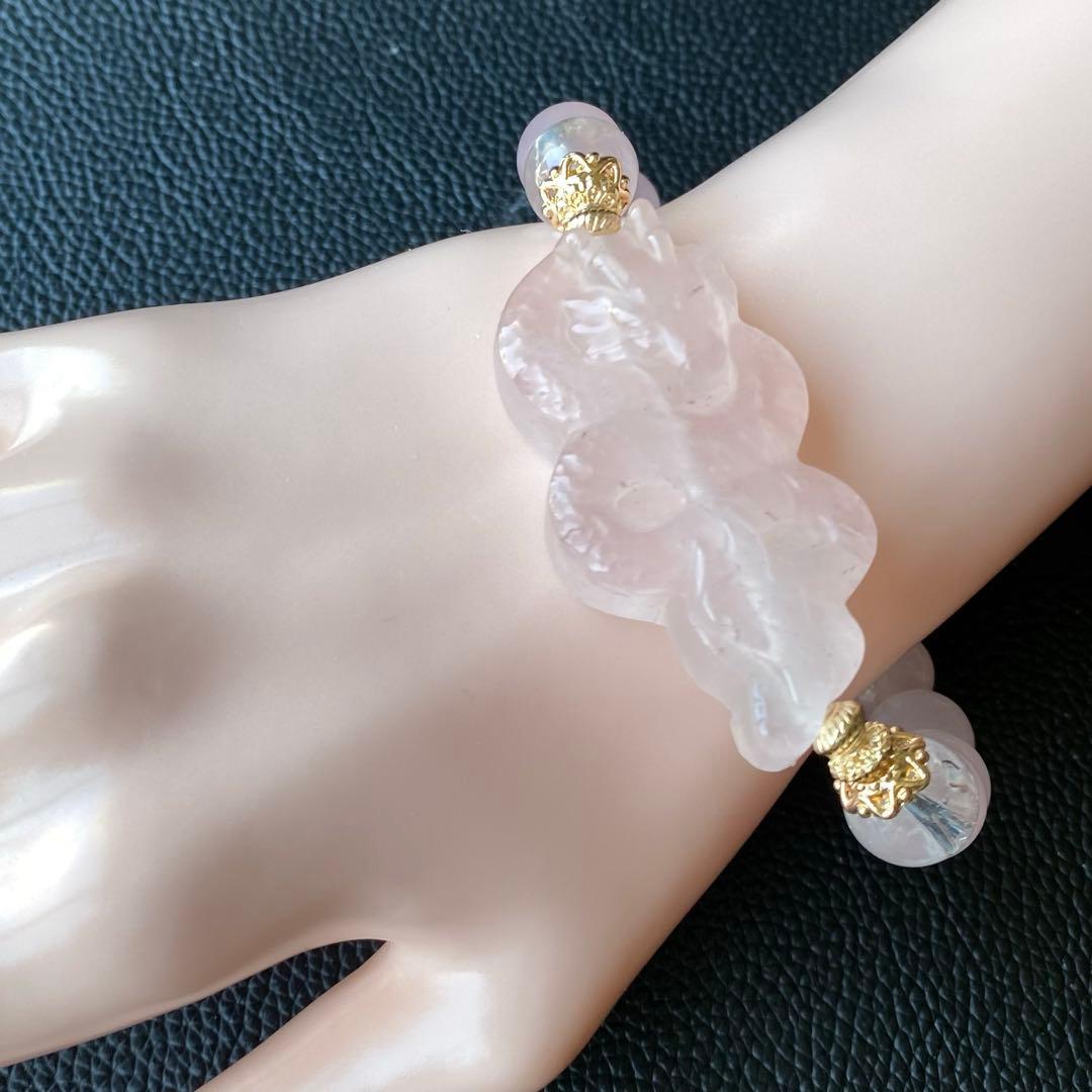 ローズクオーツ龍ブレスレット　恋愛運