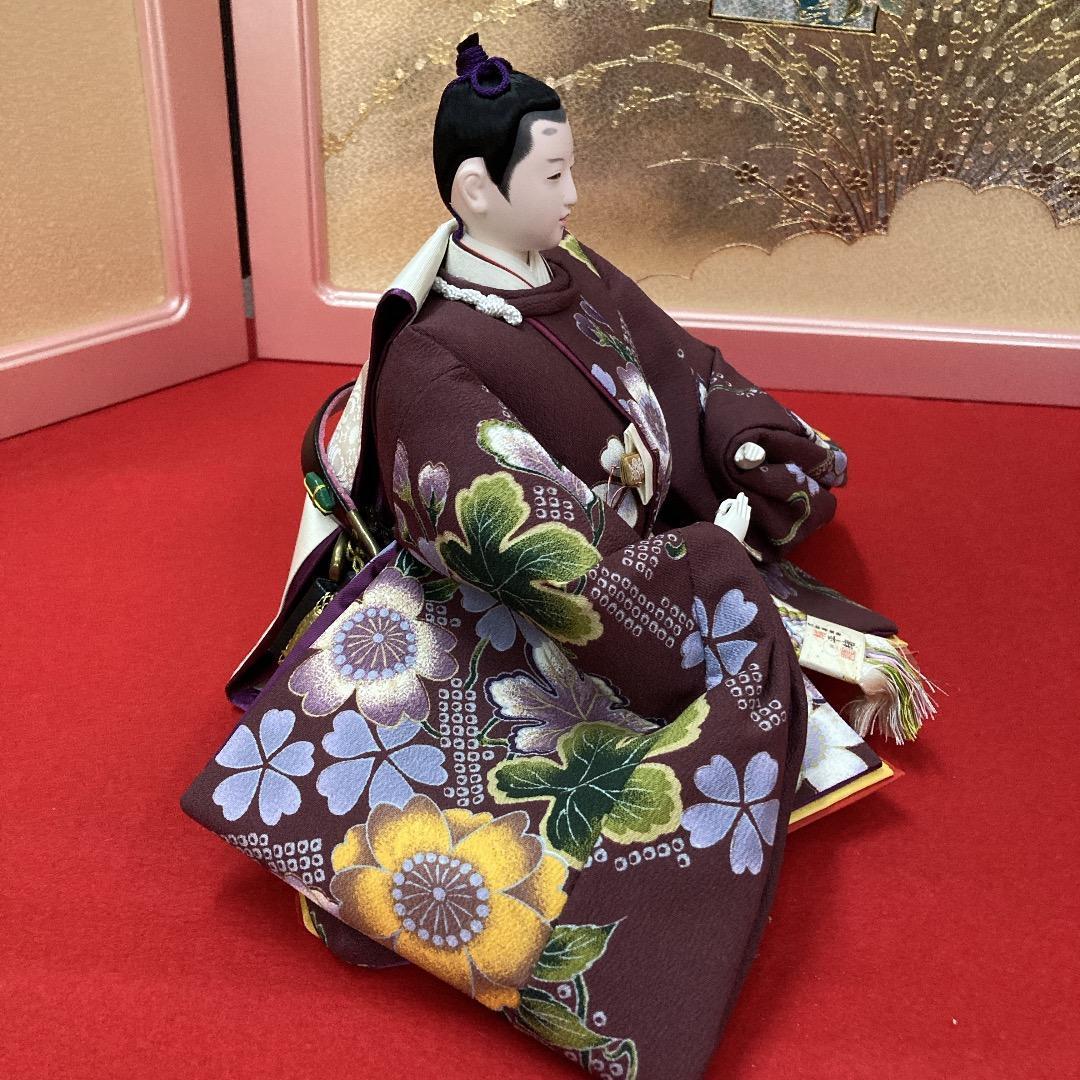 E9 H227 紫の素敵な衣裳　十番親王のみ　ひな人形　雛人形　親王飾り