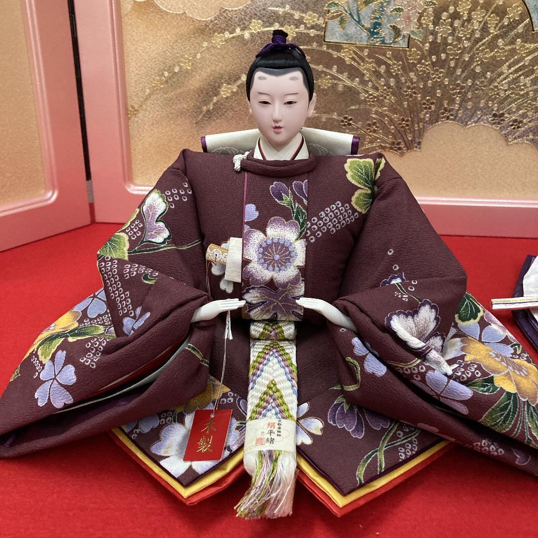 E9 H227 紫の素敵な衣裳　十番親王のみ　ひな人形　雛人形　親王飾り