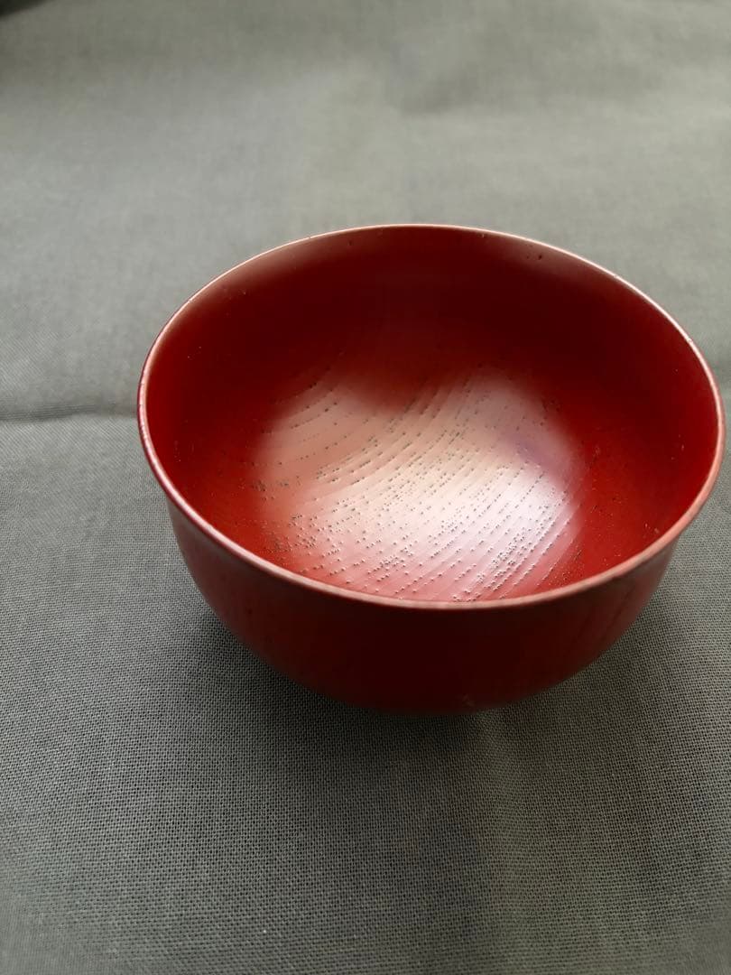 山中漆器　喜八工房　欅　百合型椀　小（古朱）