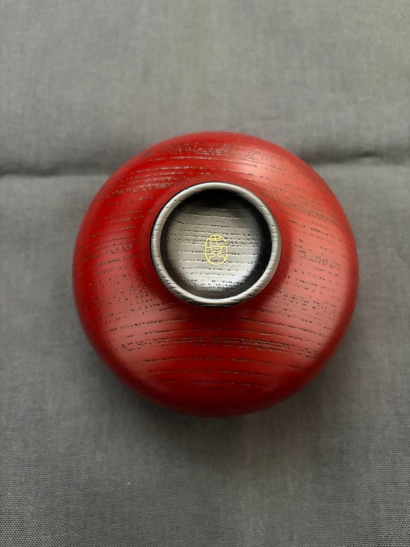 山中漆器　喜八工房　欅　百合型椀　小（古朱）