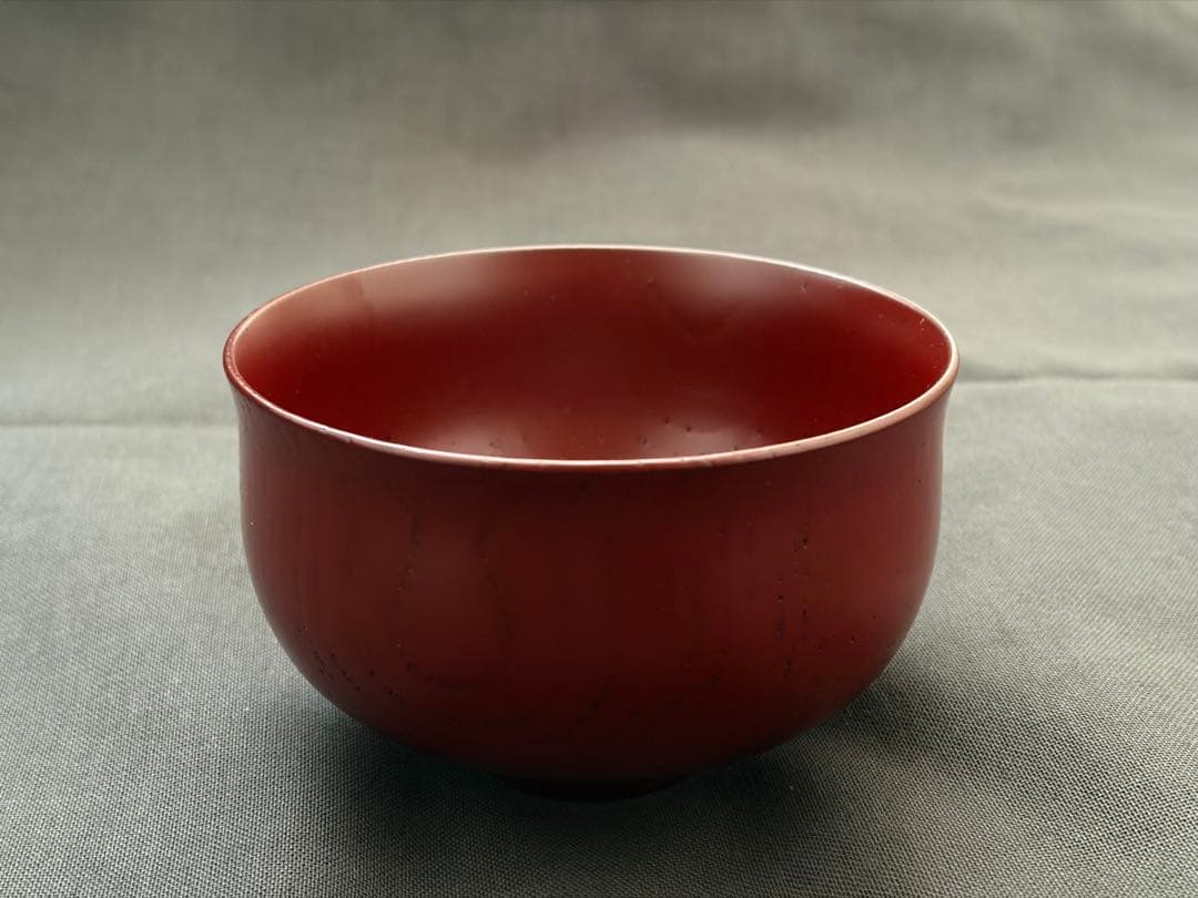 山中漆器　喜八工房　欅　百合型椀　小（古朱）