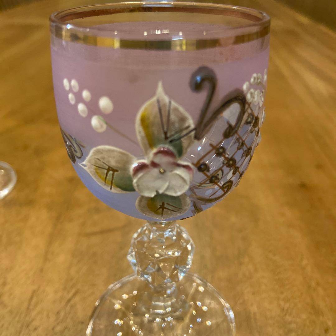 ボヘミアクリスタル80年代ビンテージリキュールグラスペア