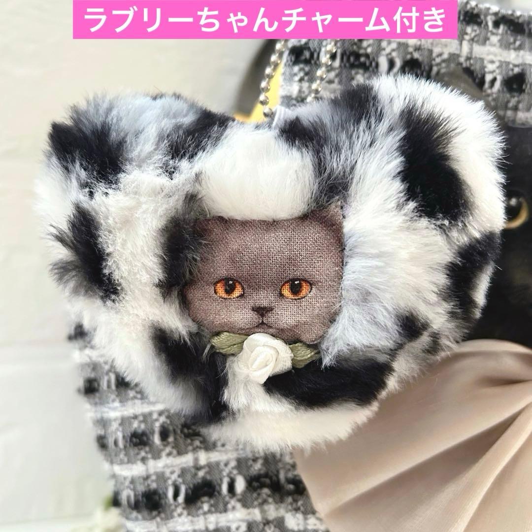 ゆ*ら様 ツイード＆フェイクレザー　黒猫ちゃん　コヤンイサムチョン　トートバッグ