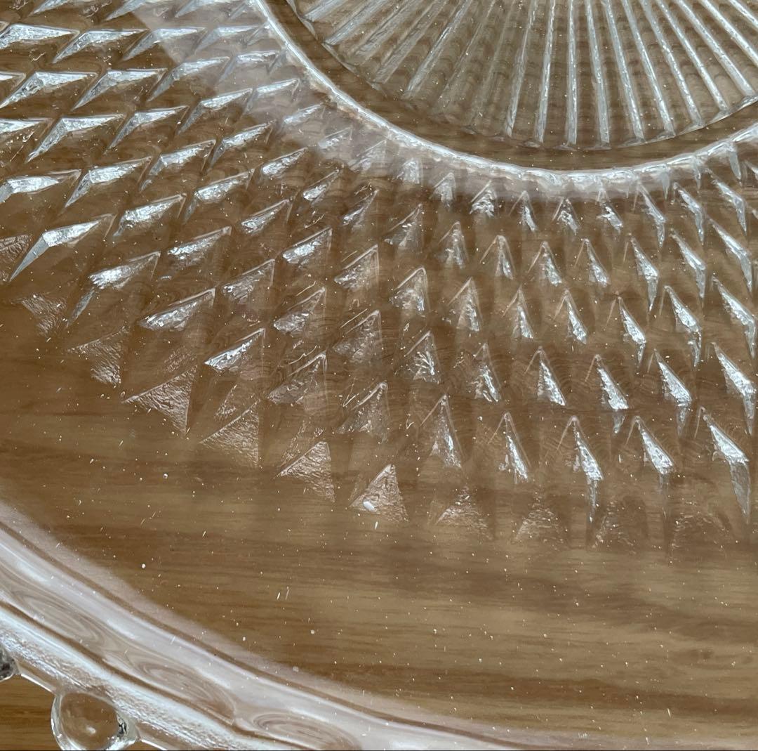 古い国産のガラスケーキドーム　気泡入り　アンティーク