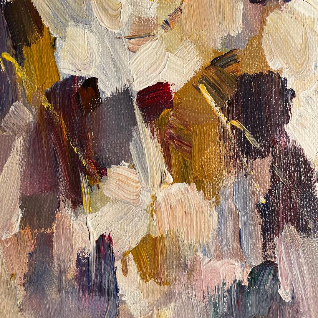 ★秀作★手書き油絵 白花 額付 絵画 インテリア 油彩画