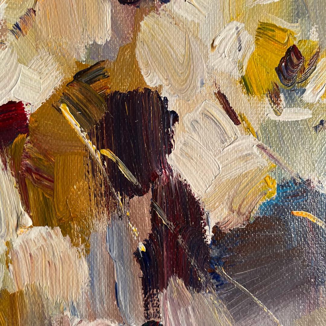 ★秀作★手書き油絵 白花 額付 絵画 インテリア 油彩画