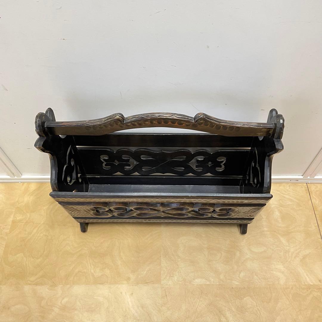 アイヌ 木彫り マガジンラック 木製 ビンテージ レトロ アンティーク