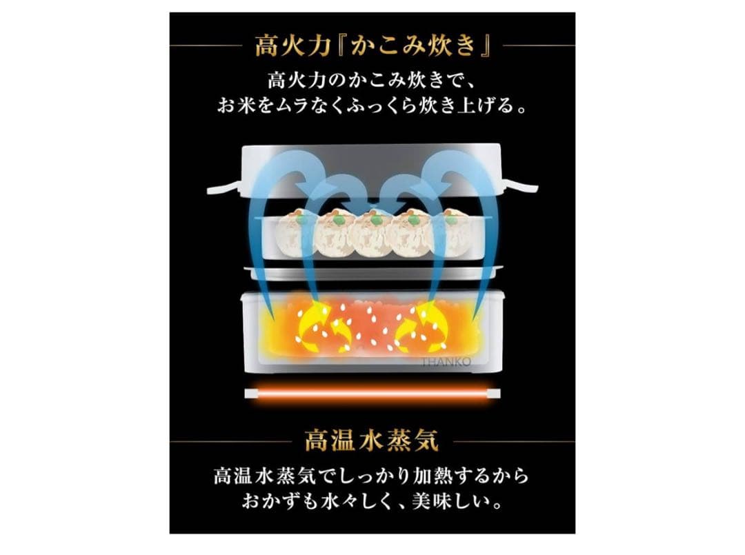 THANKO 弁当箱型炊飯器 1合炊き 蒸し調理 お弁当 (TKFCLDRC)