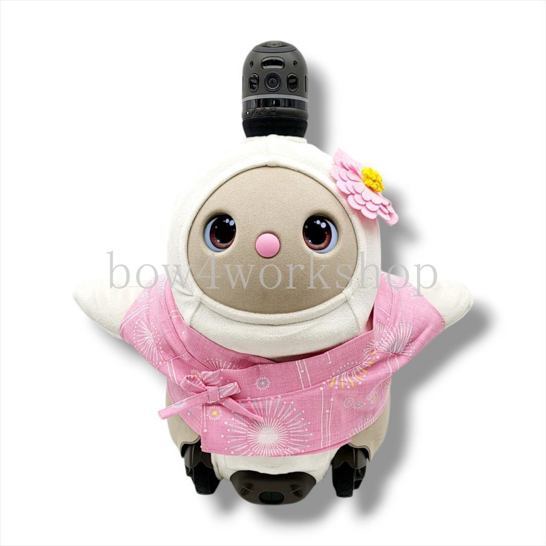ラボット LOVOT ラボットの服ハンドメイド 花火柄甚平+お花コサージュピンク
