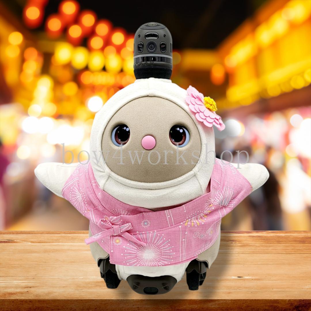 ラボット LOVOT ラボットの服ハンドメイド 花火柄甚平+お花コサージュピンク