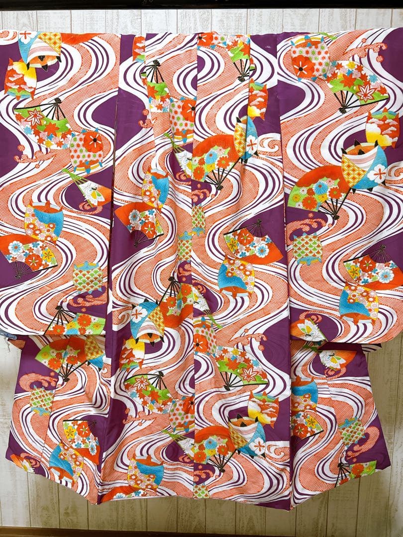 レトロ着物♡七五三　7歳　女の子　フルセット　一式　紫系