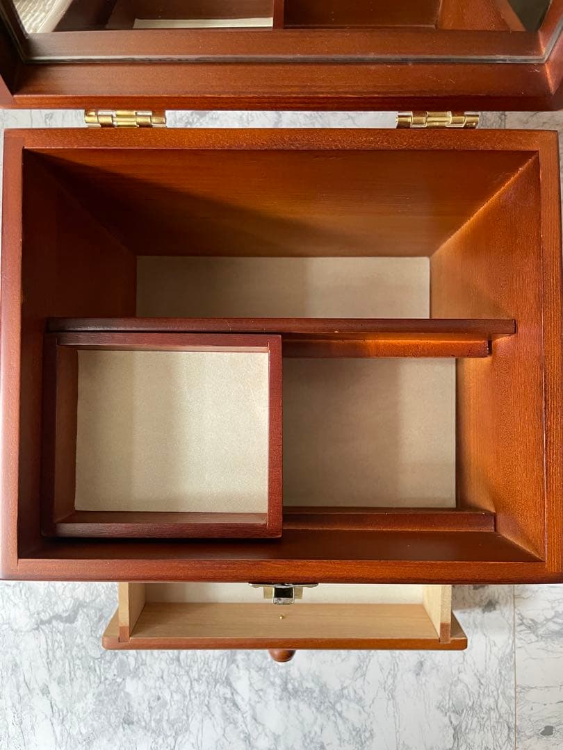 【美品】GWOOD 鏡付き メイクボックス コスメ収納 小物入れ