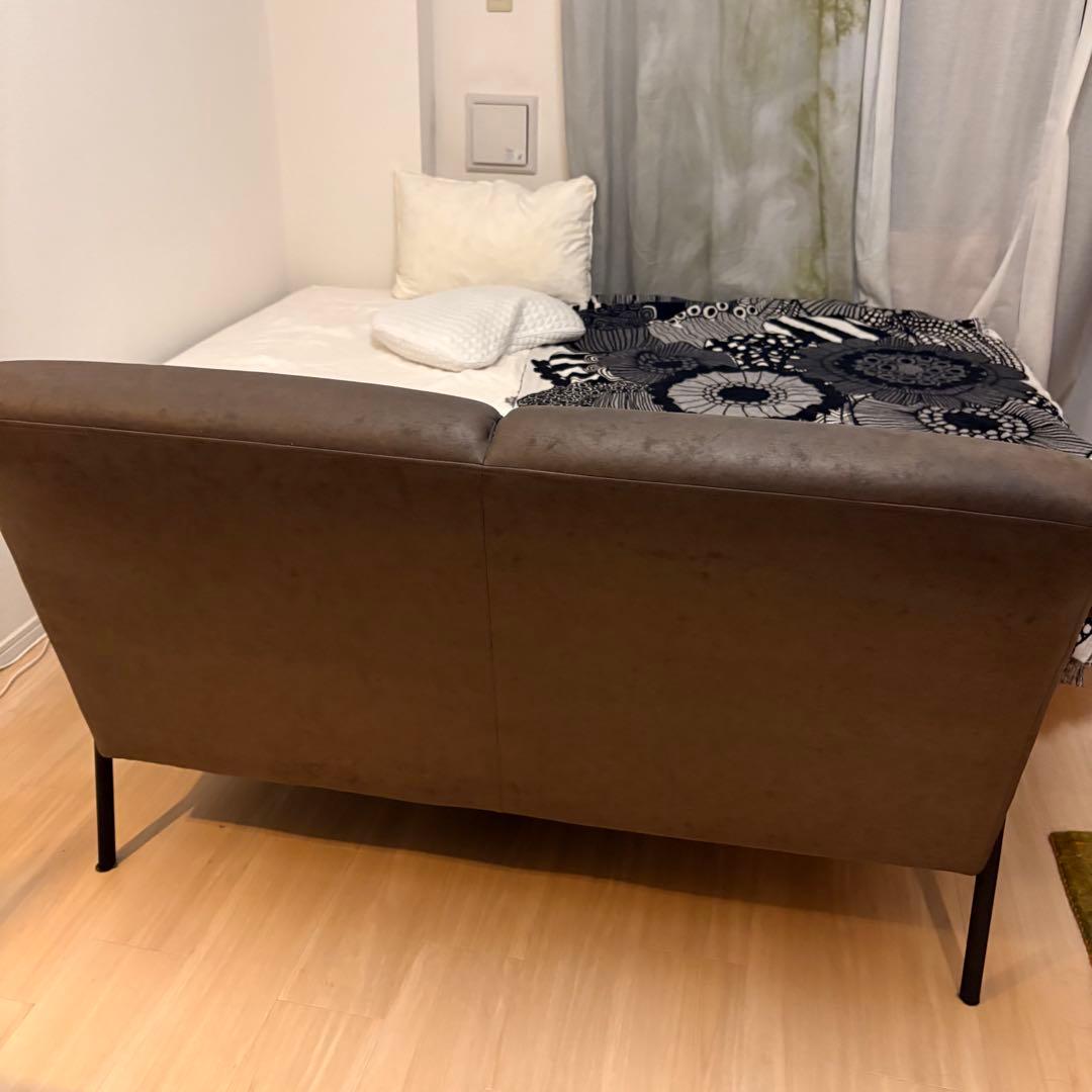 NOCE NC728A 2人掛けソファ 2P ダークグレー 木製アームレスト付き