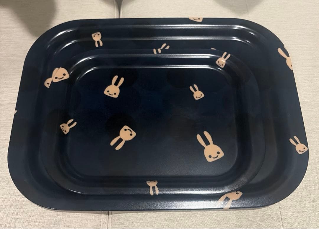 CUNE キューン ファブリックトレーM＆S お盆 うさぎ ウサギ 2枚セット