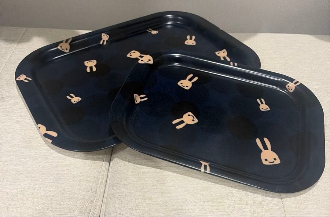 CUNE キューン ファブリックトレーM＆S お盆 うさぎ ウサギ 2枚セット