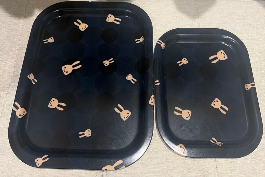 CUNE キューン ファブリックトレーM＆S お盆 うさぎ ウサギ 2枚セット