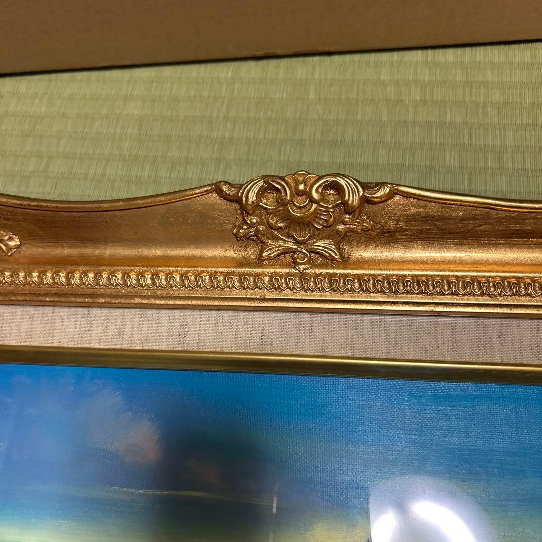 （値下げしました）海の風景 油彩画 金色フレーム