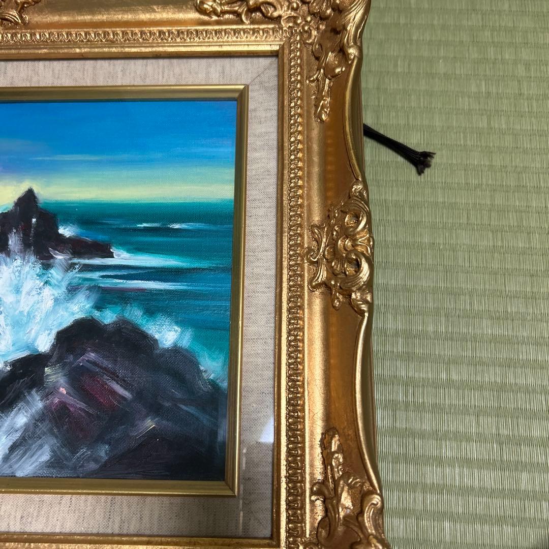 （値下げしました）海の風景 油彩画 金色フレーム