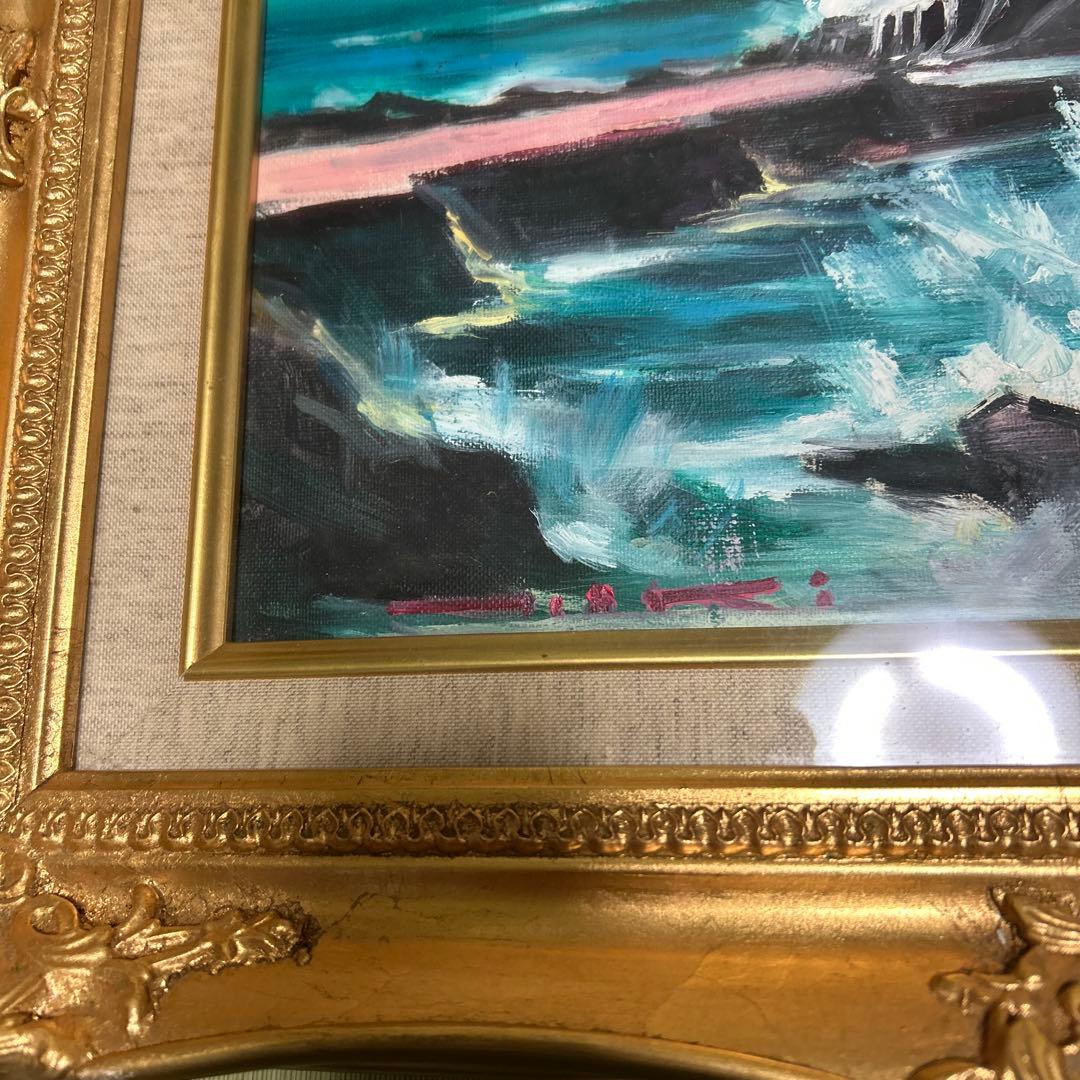 （値下げしました）海の風景 油彩画 金色フレーム