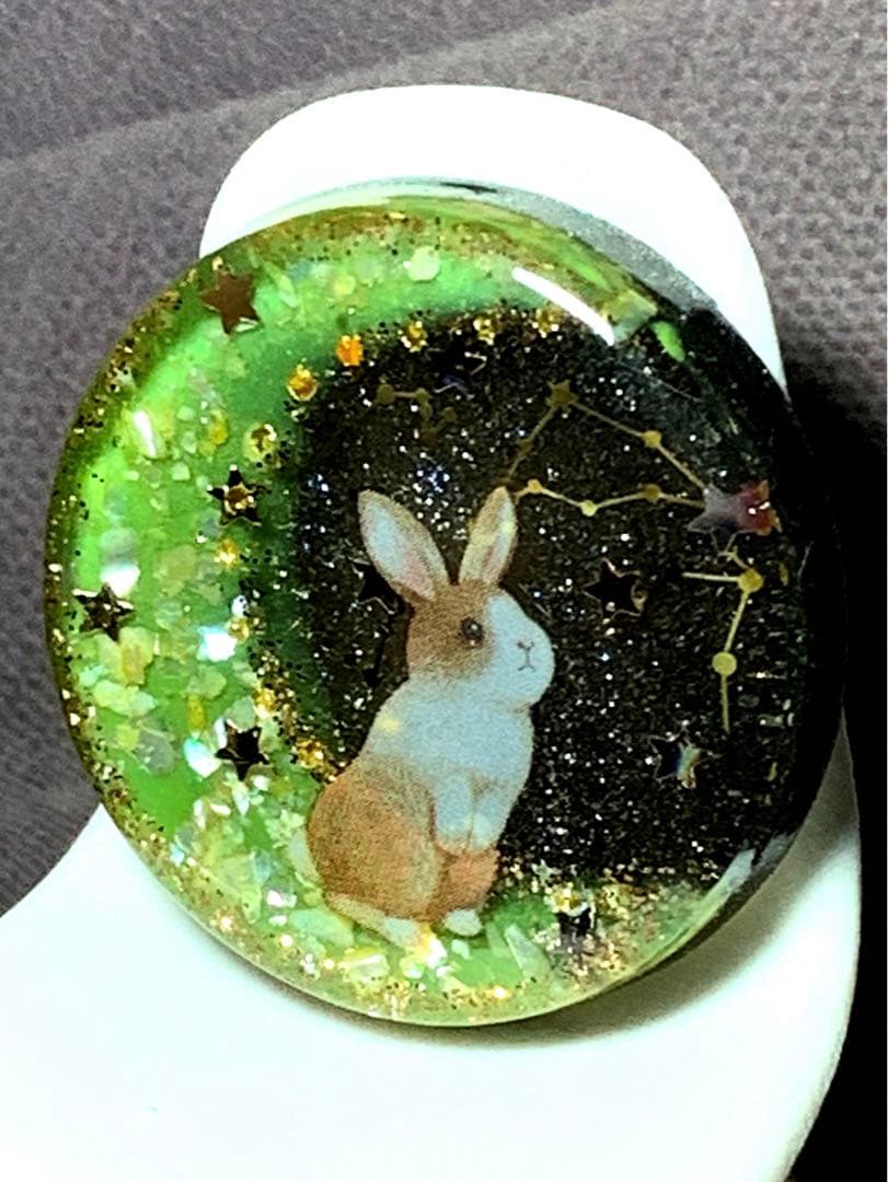 うさぎちゃんと三日月　レジンヘアゴム