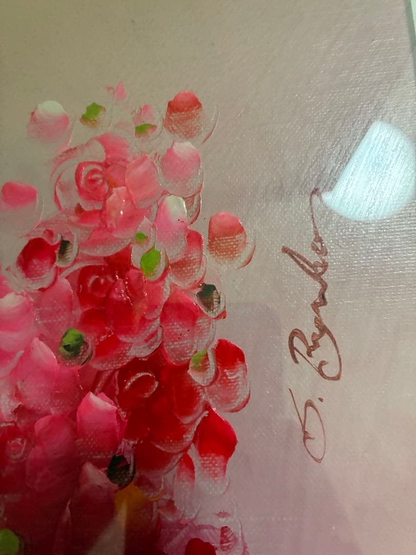 申龍子 S.RYUKO 油絵 油彩 花 静物画 韓国人作家 額装 真作 絵画