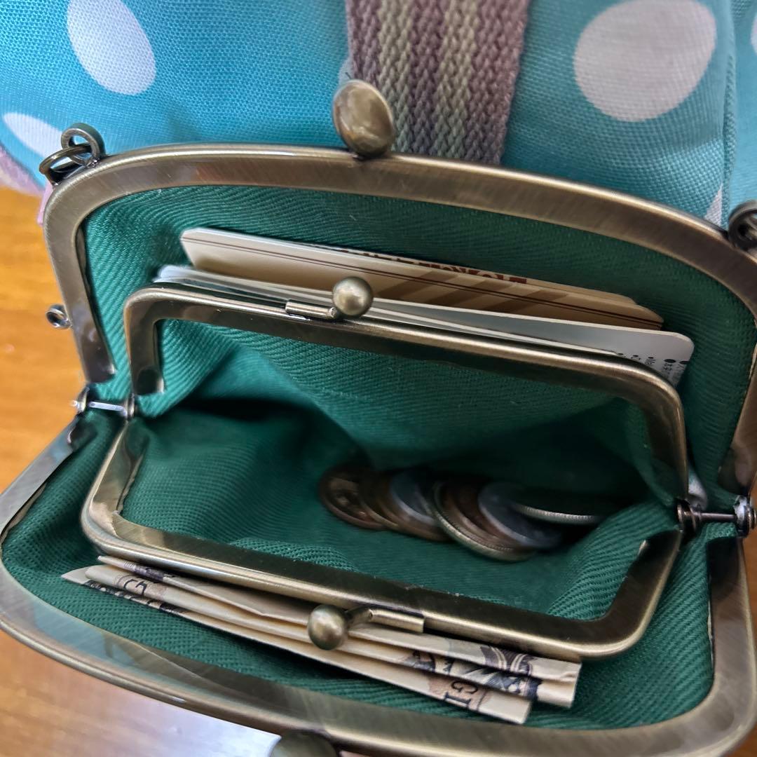 ハンドメイド　ガマ口ポーチバッグ