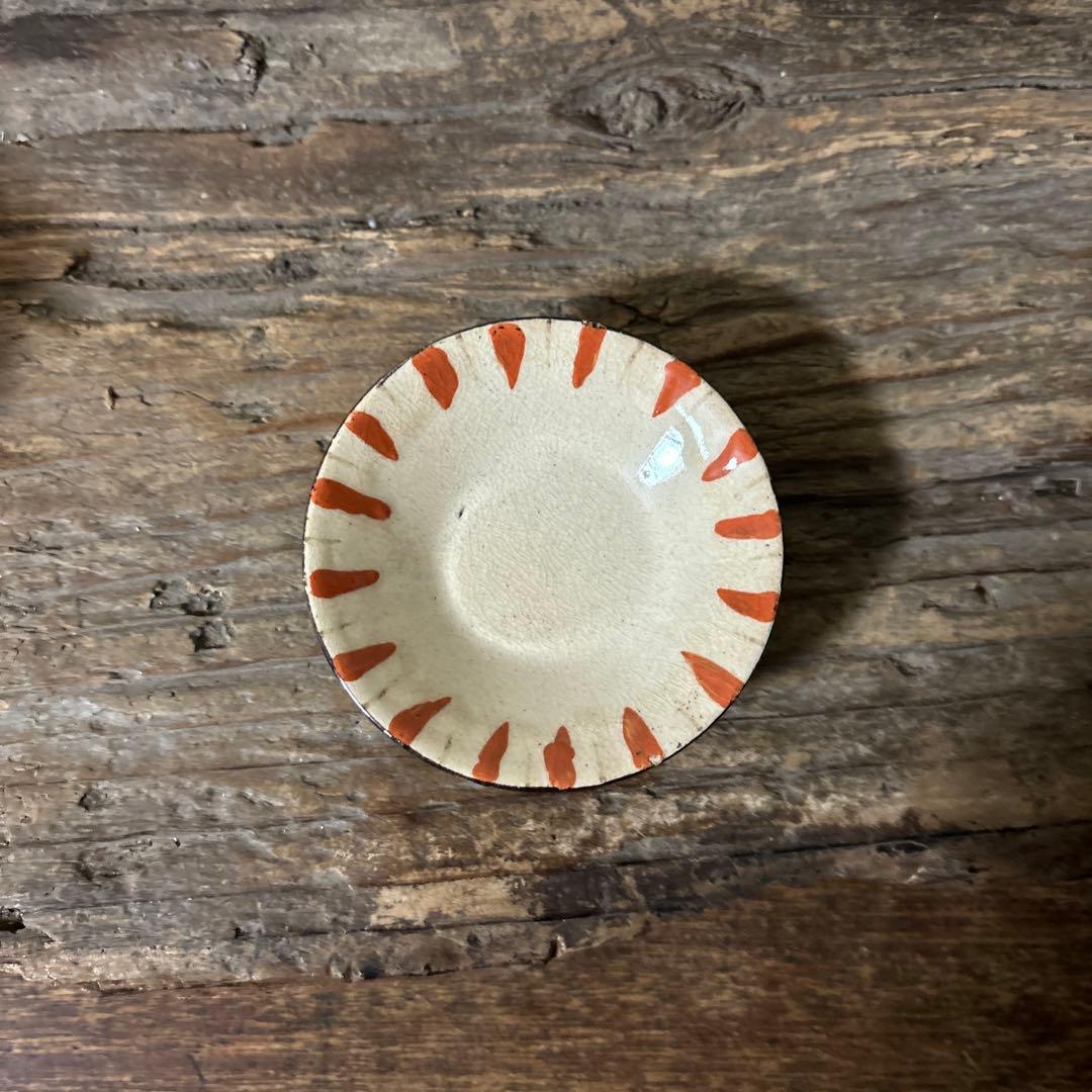 アンティーク　小ぶり麦藁手蓋付き向付　美濃　絵瀬戸　古美術　茶道具　懐石検:李朝