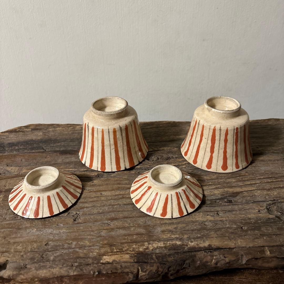 アンティーク　小ぶり麦藁手蓋付き向付　美濃　絵瀬戸　古美術　茶道具　懐石検:李朝