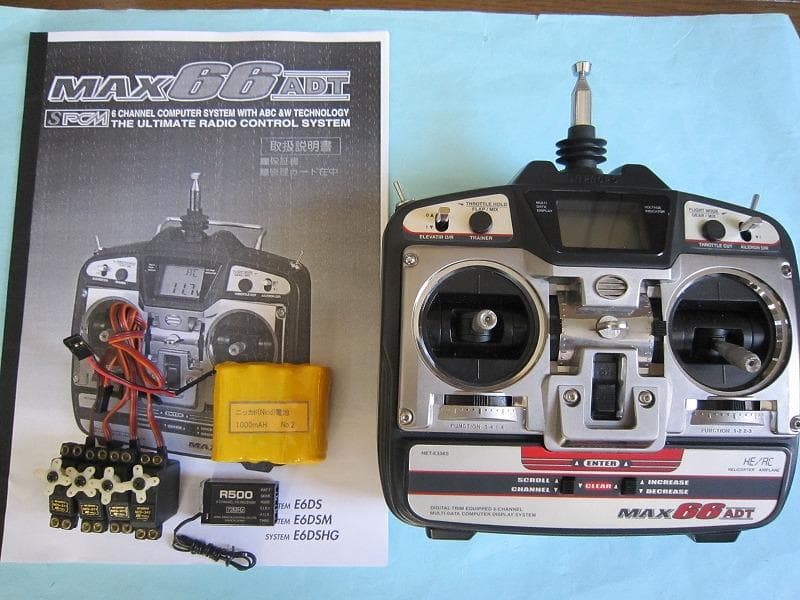 ラジコン　エンジン飛行機用　メカ　プロポ　受信機　サーボ　始動用具　一式セット