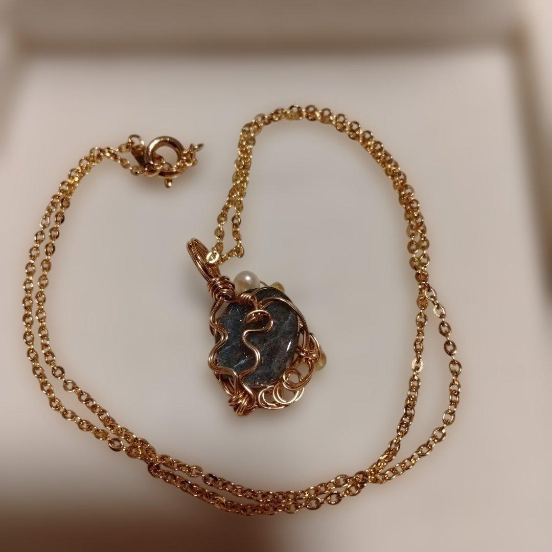 銀河の花かご　ラブラドライトペンダント