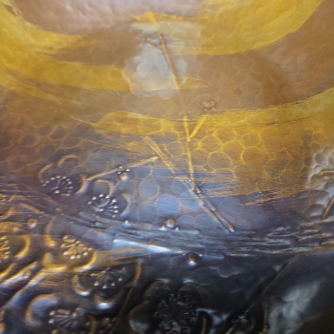 燕玉川堂　鎚起銅器　梅柄菓子皿　未使用品　桐箱付属美品