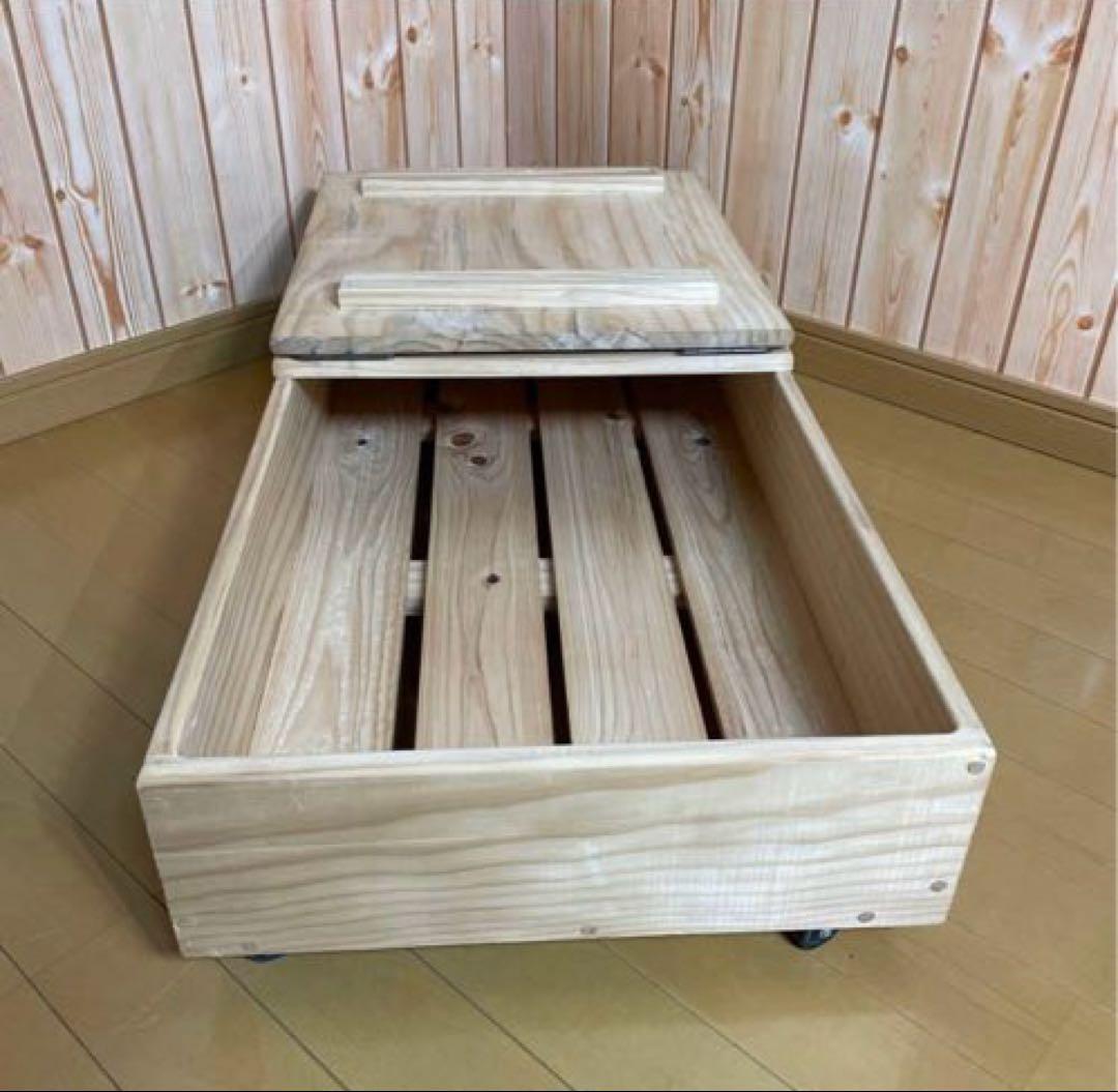 ベット下収納① 押入れ収納　衣装収納　アメリカンカントリー　ハート　パイン材