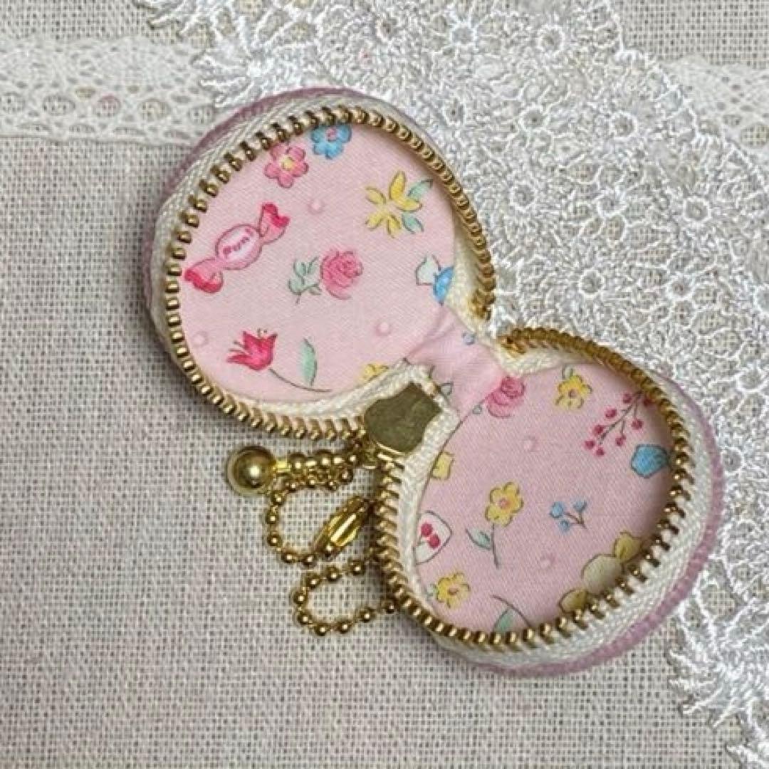 マカロンケース　コーディロイピンク　いちご18 マカロンポーチ