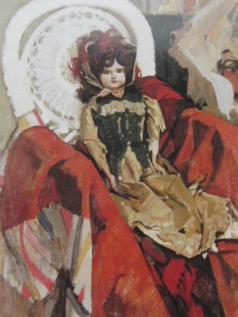 小磯良平、【椅子の上の人形】、希少な限定額装用画集画、新品高級額 額装付