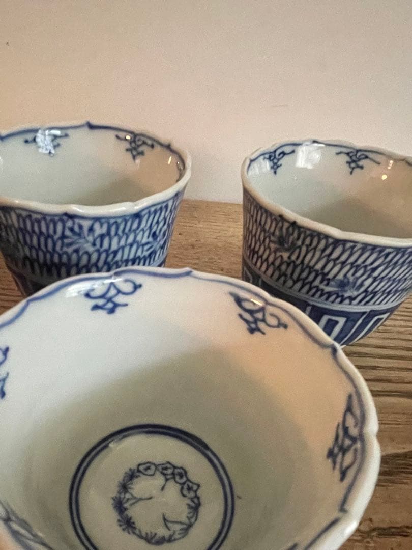 染付*微塵唐草*古伊万里*骨董*器*蕎麦猪口5個セット*そばちょこ*アンティーク