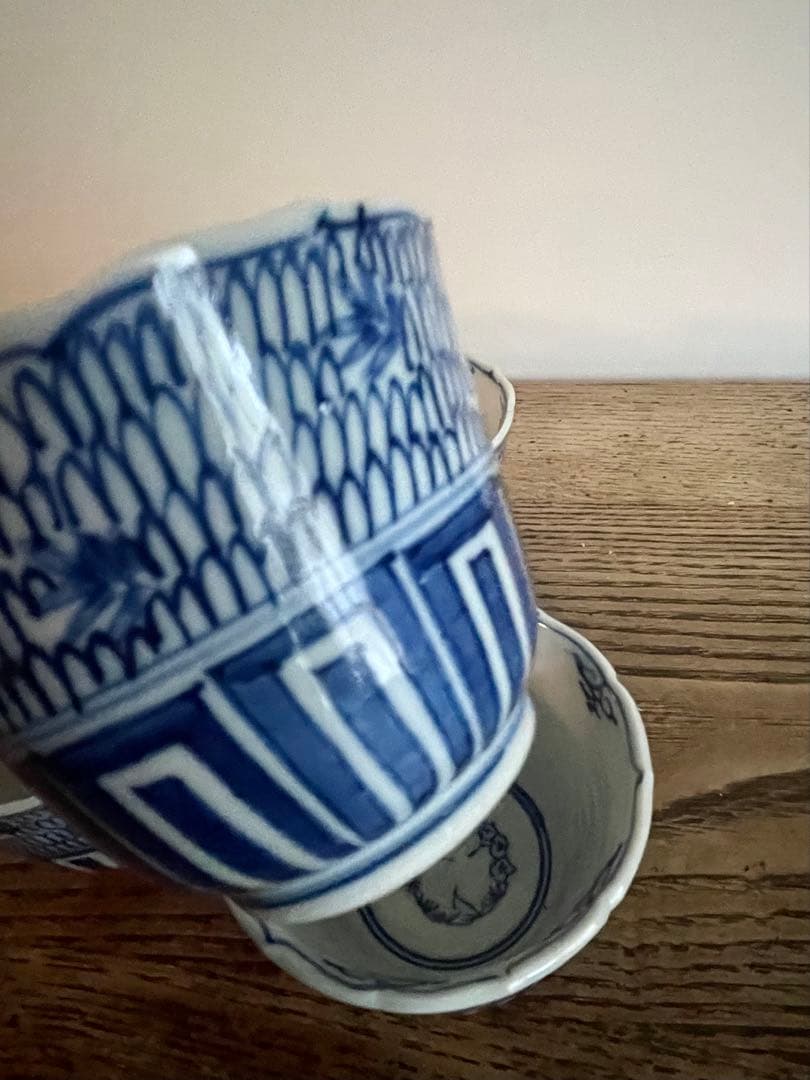 染付*微塵唐草*古伊万里*骨董*器*蕎麦猪口5個セット*そばちょこ*アンティーク