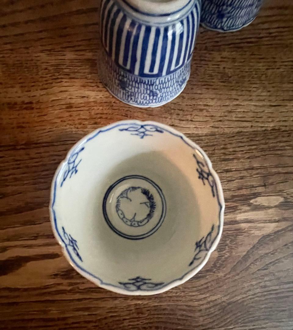染付*微塵唐草*古伊万里*骨董*器*蕎麦猪口5個セット*そばちょこ*アンティーク
