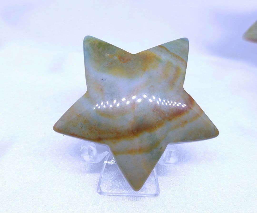 オーシャンジャスパー　星　モスアゲート　三日月　4点セット　癒し　才能　握り石