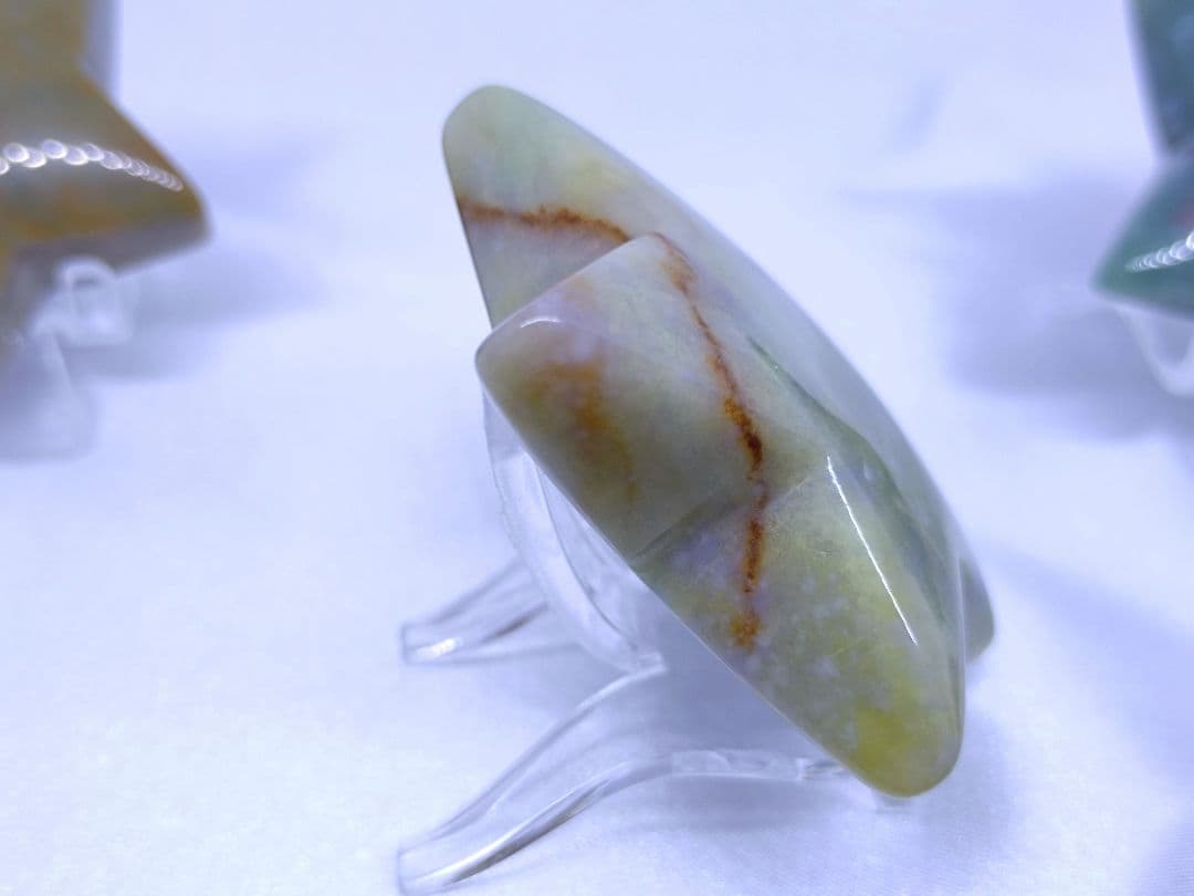 オーシャンジャスパー　星　モスアゲート　三日月　4点セット　癒し　才能　握り石