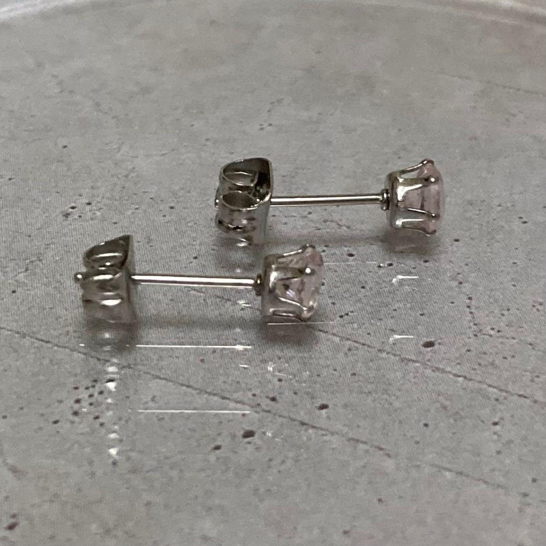 天然石 モルガナイト 4mm スタッドピアス サージカルステンレス シルバー