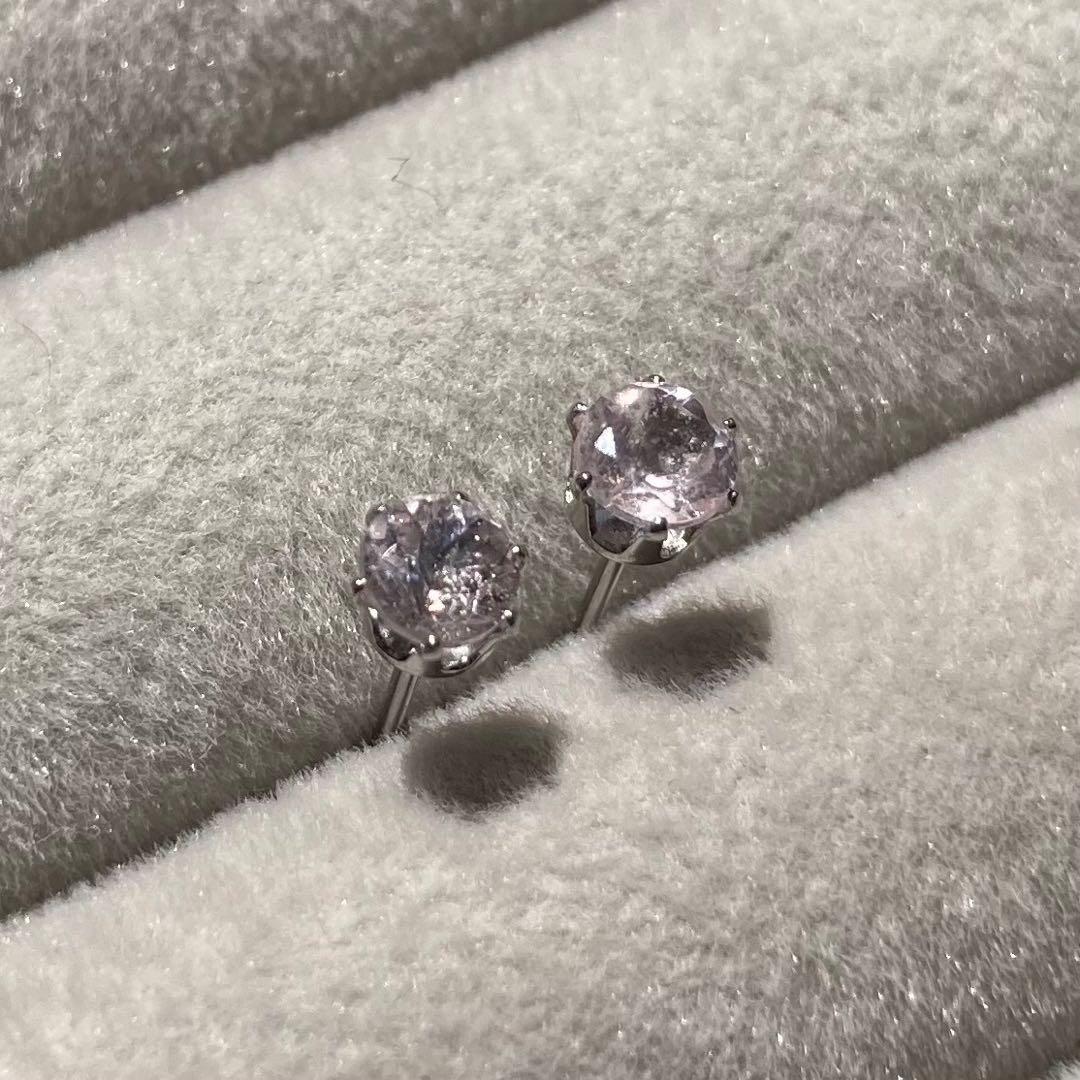 天然石 モルガナイト 4mm スタッドピアス サージカルステンレス シルバー