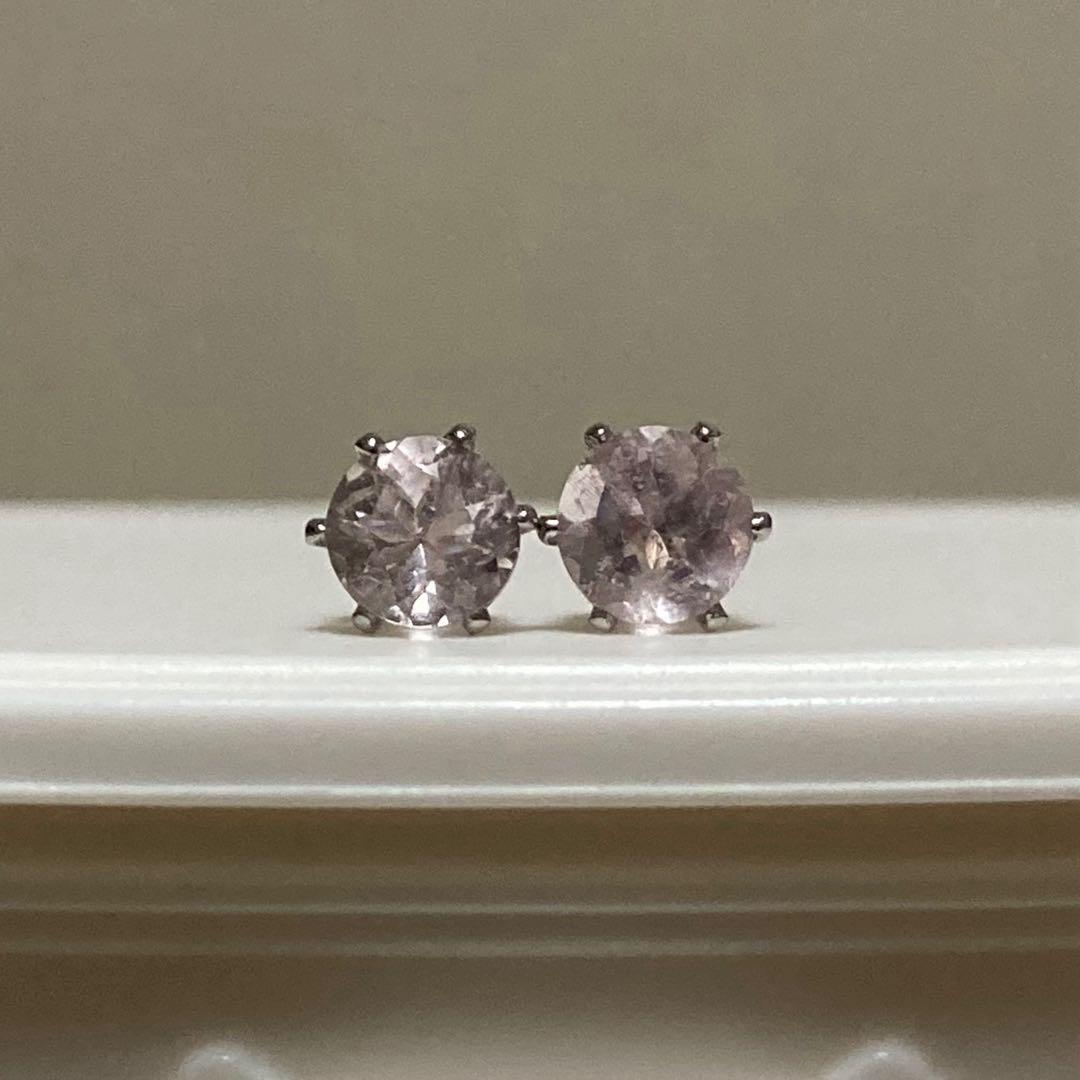 天然石 モルガナイト 4mm スタッドピアス サージカルステンレス シルバー